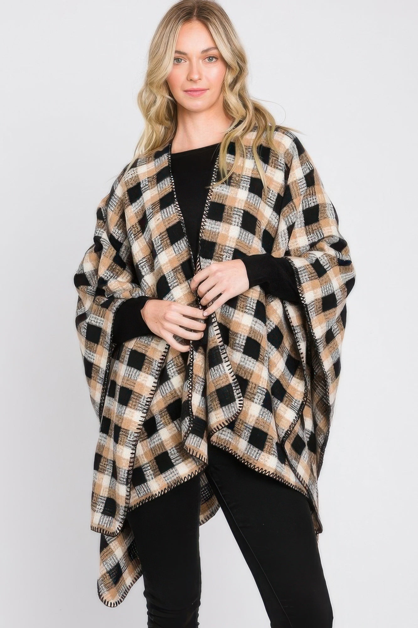 CC Diva Designs Plaid Pattern Ruana