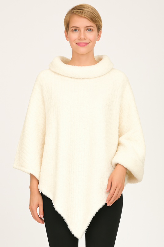 CC Diva Designs Textured Cowl Neck Poncho