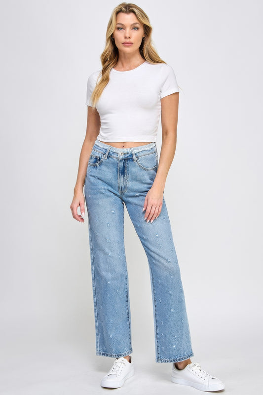 CC Diva Designs High Rise Dad Jeans W/ Fringe Waistband Detail