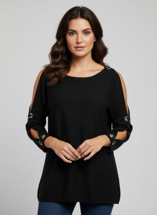 CC Diva Designs Cable & Gauge Pullover Sweater