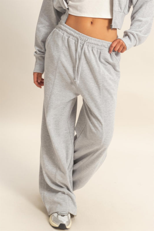 CC Diva Designs Acid Wash French Terry Wide-leg Pants