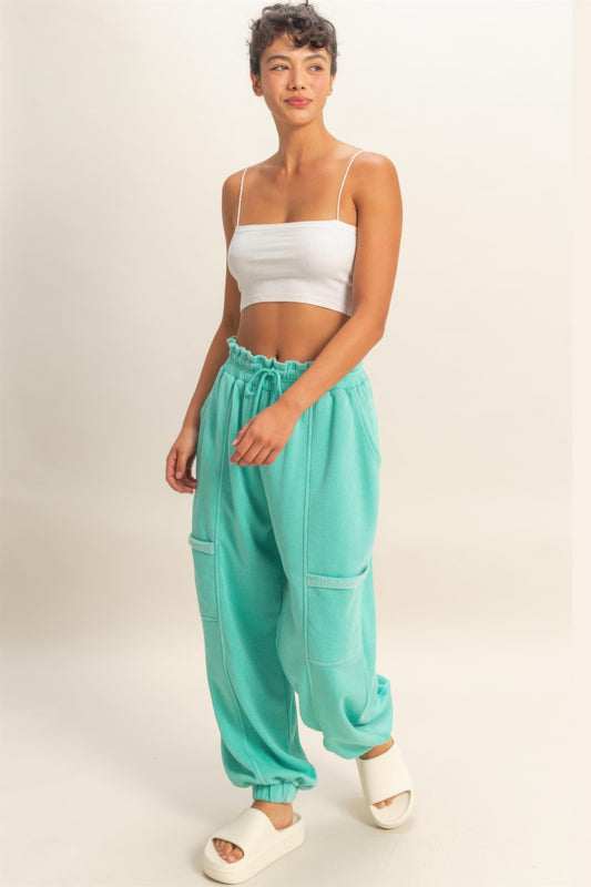 CC Diva Designs Ruffle Waist Burnout Jogger Pants