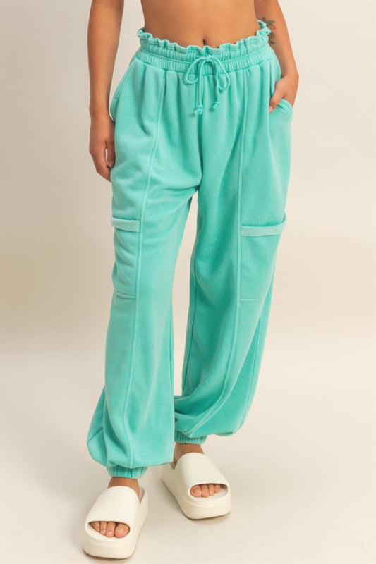 CC Diva Designs Ruffle Waist Burnout Jogger Pants