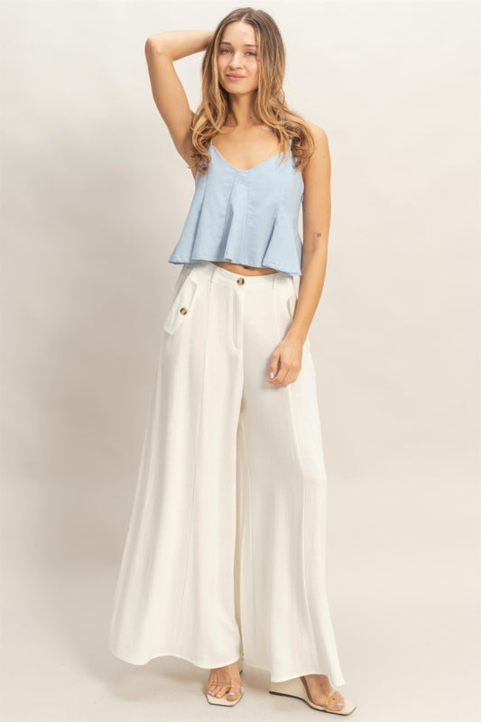 CC Diva Designs Wide-leg Flap Pocket Pants