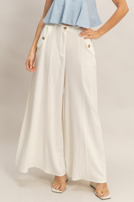 CC Diva Designs Wide-leg Flap Pocket Pants