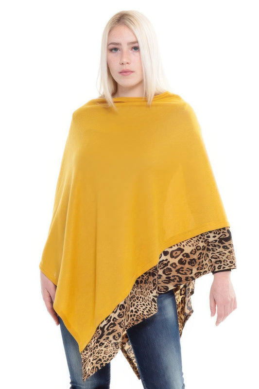 CC Diva Designs All Year Round Leopard Trim Solid Poncho