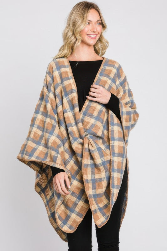 CC Diva Designs Plaid Pattern Ruana