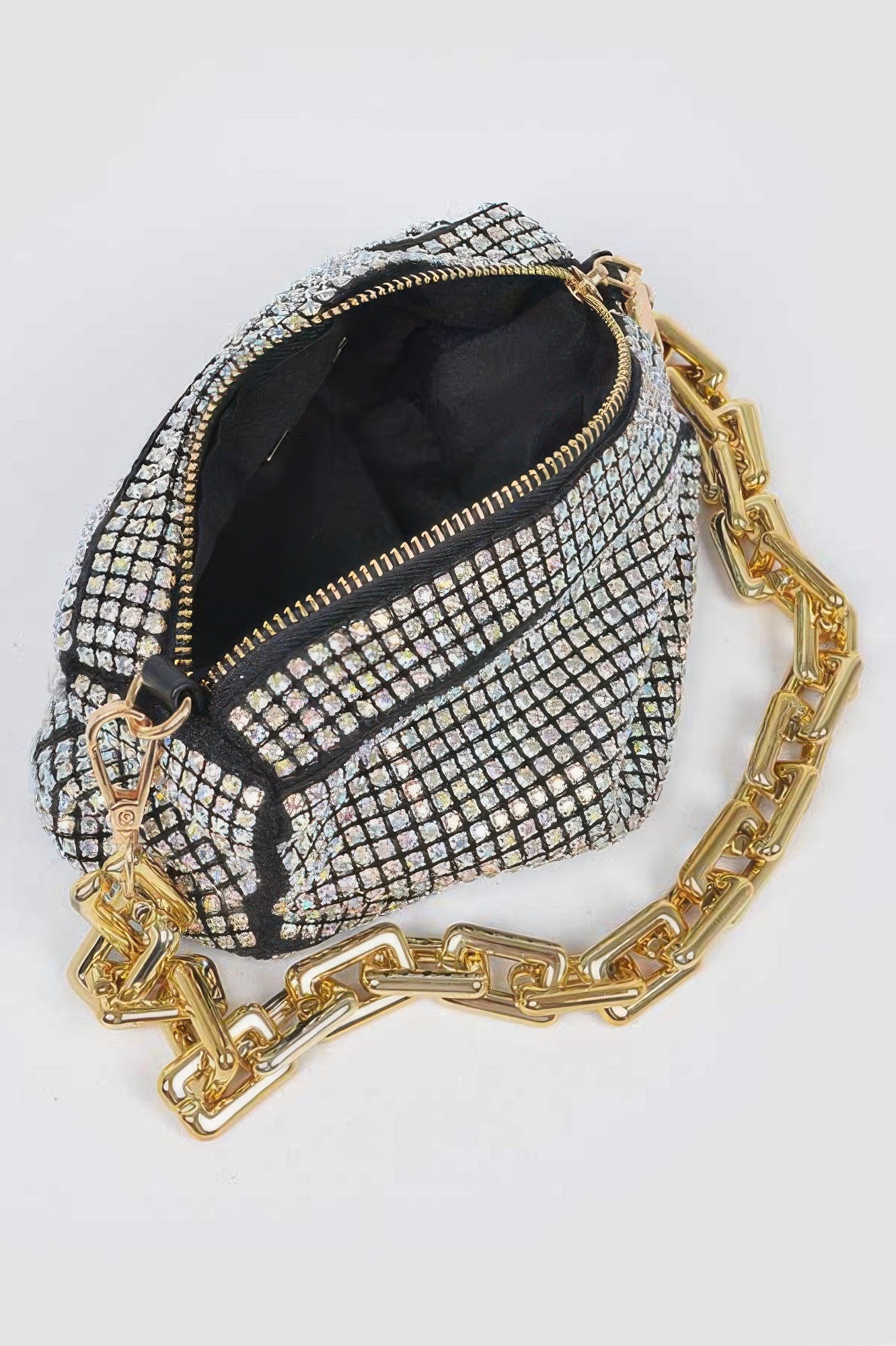 CC Diva Designs Oversized Rhinestone Bag W Link Chain